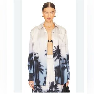 SIMKHAI Manon oversized Shirt in Hazy Palm Print NwT Revolve